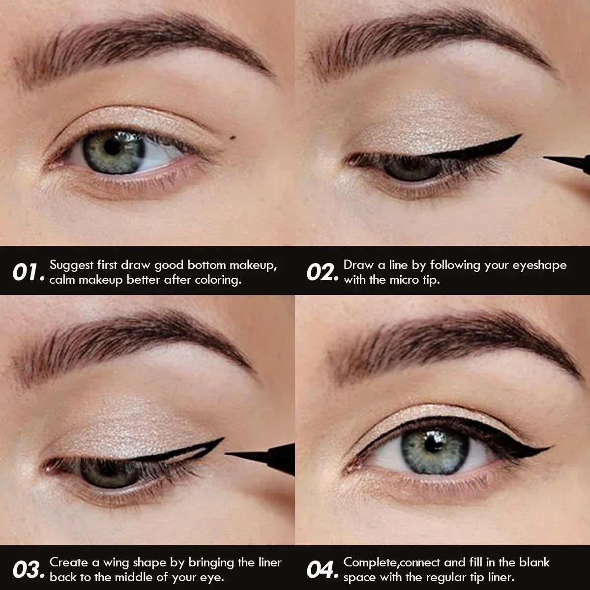5PCS/Set Smooth Liquid Eyeliner Pen, Waterproof, Long-lasting Makeup, Black, Ultra-fine Pen Tip,Create A Charming Eye Makeup