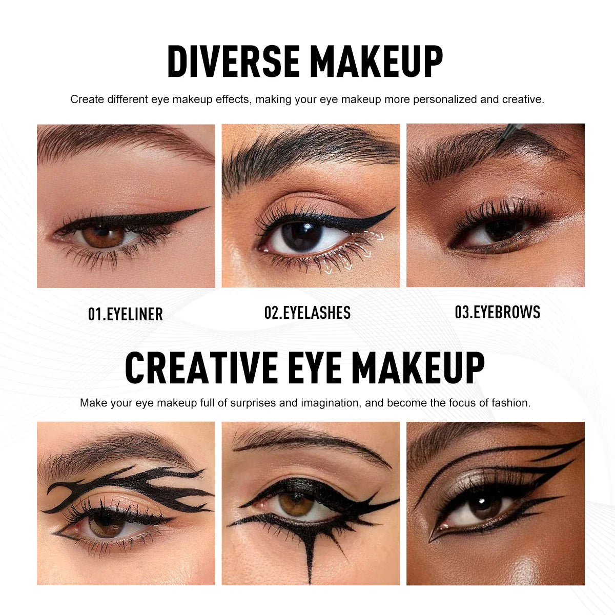 5PCS/Set Smooth Liquid Eyeliner Pen, Waterproof, Long-lasting Makeup, Black, Ultra-fine Pen Tip,Create A Charming Eye Makeup